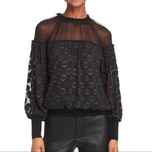 Ramy Brook Evelina Sheer Ruffle Blouse